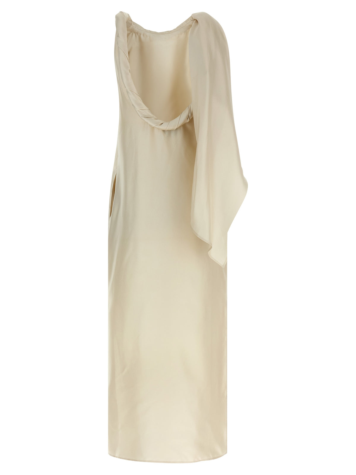Robe midi en soie beige Loulou De Saison