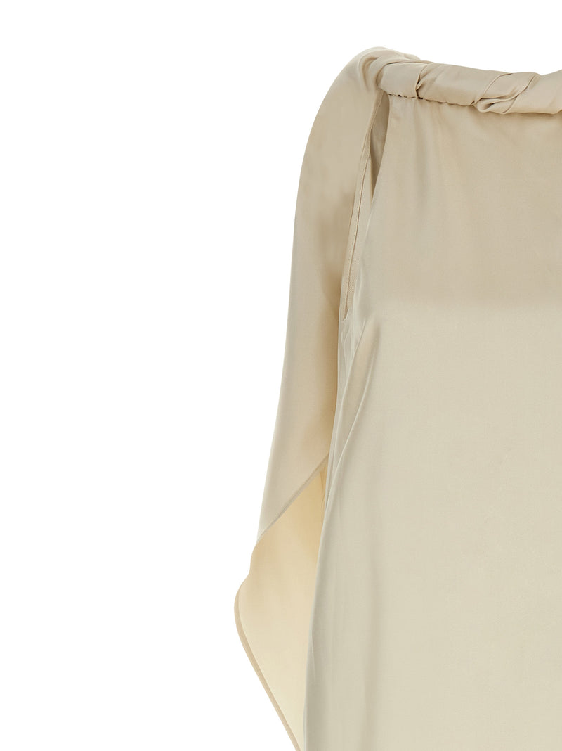 Loulou De Saison Beige Silk Midi Dress