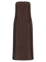 Robe midi marron Loulou De Saison en viscose