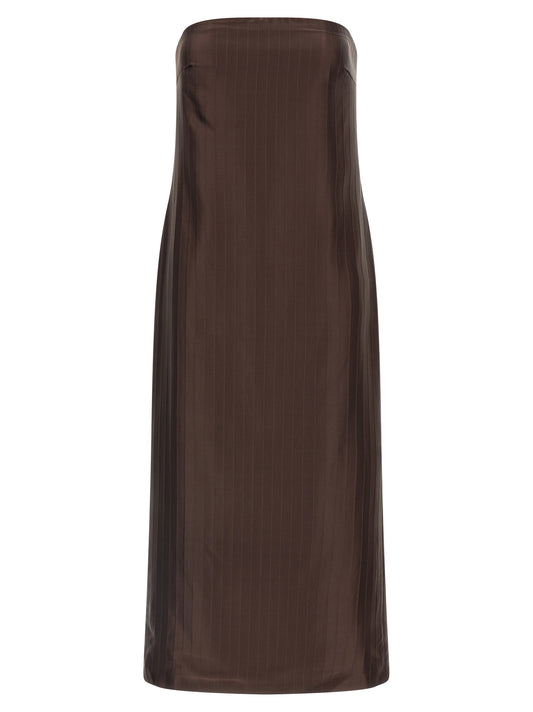 Robe midi marron Loulou De Saison en viscose