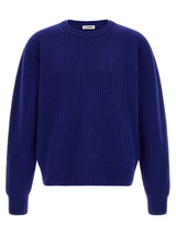 Jil Sander Blue Wool Cardigan - Fisherman’s Rib Sweater