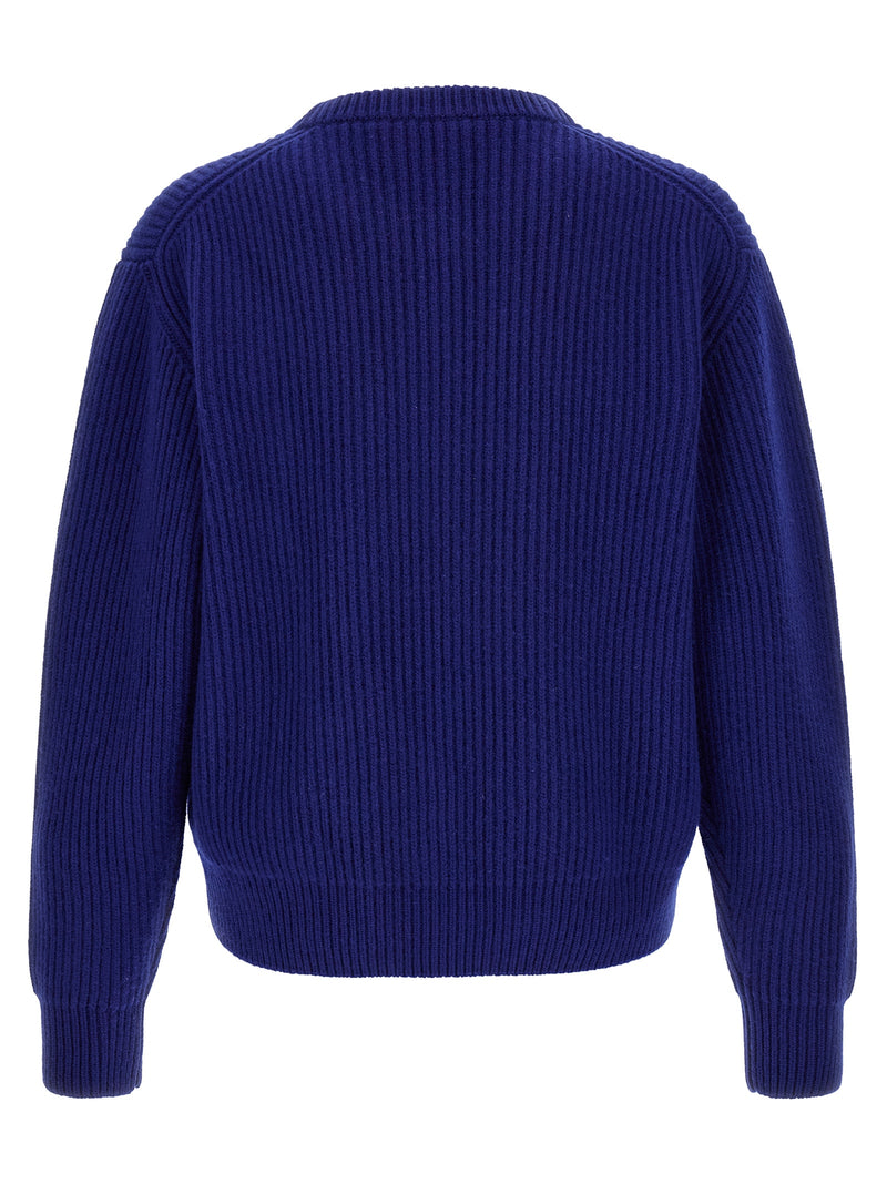 Jil Sander Blue Wool Cardigan - Fisherman’s Rib Sweater