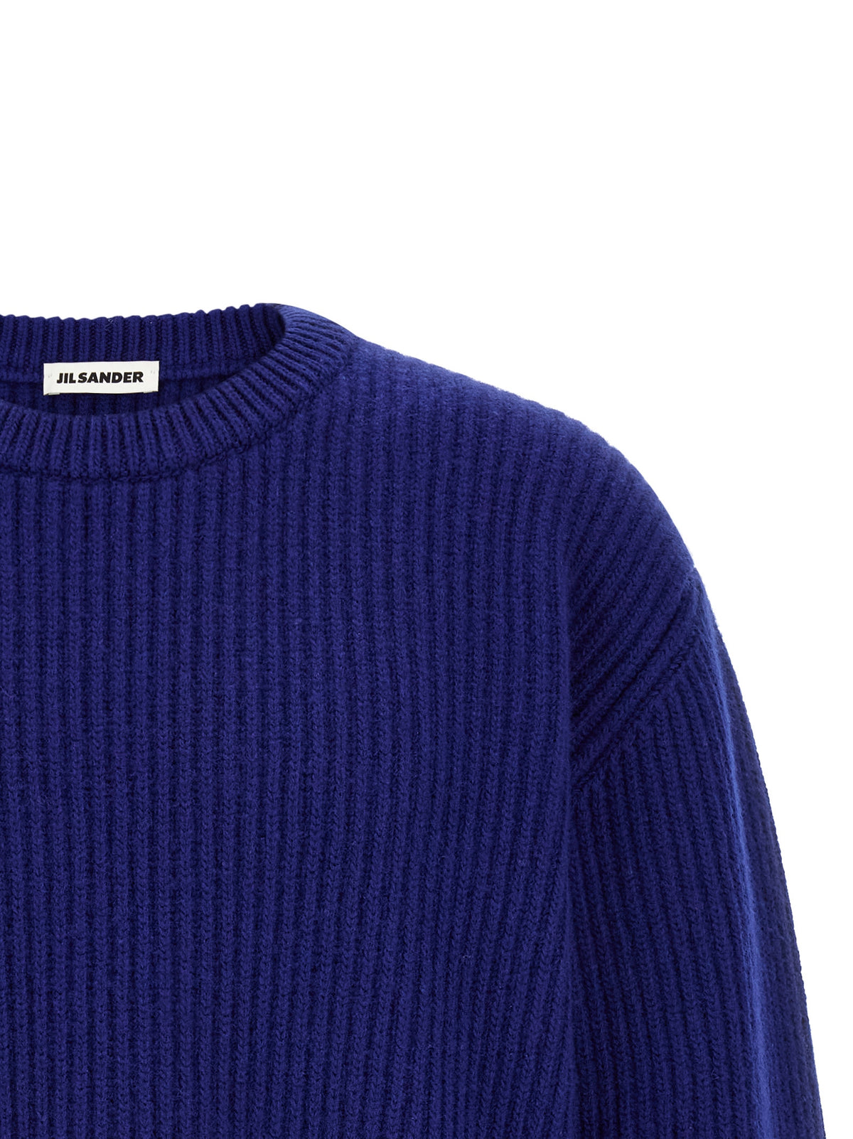 Jil Sander Blue Wool Cardigan - Fisherman’s Rib Sweater