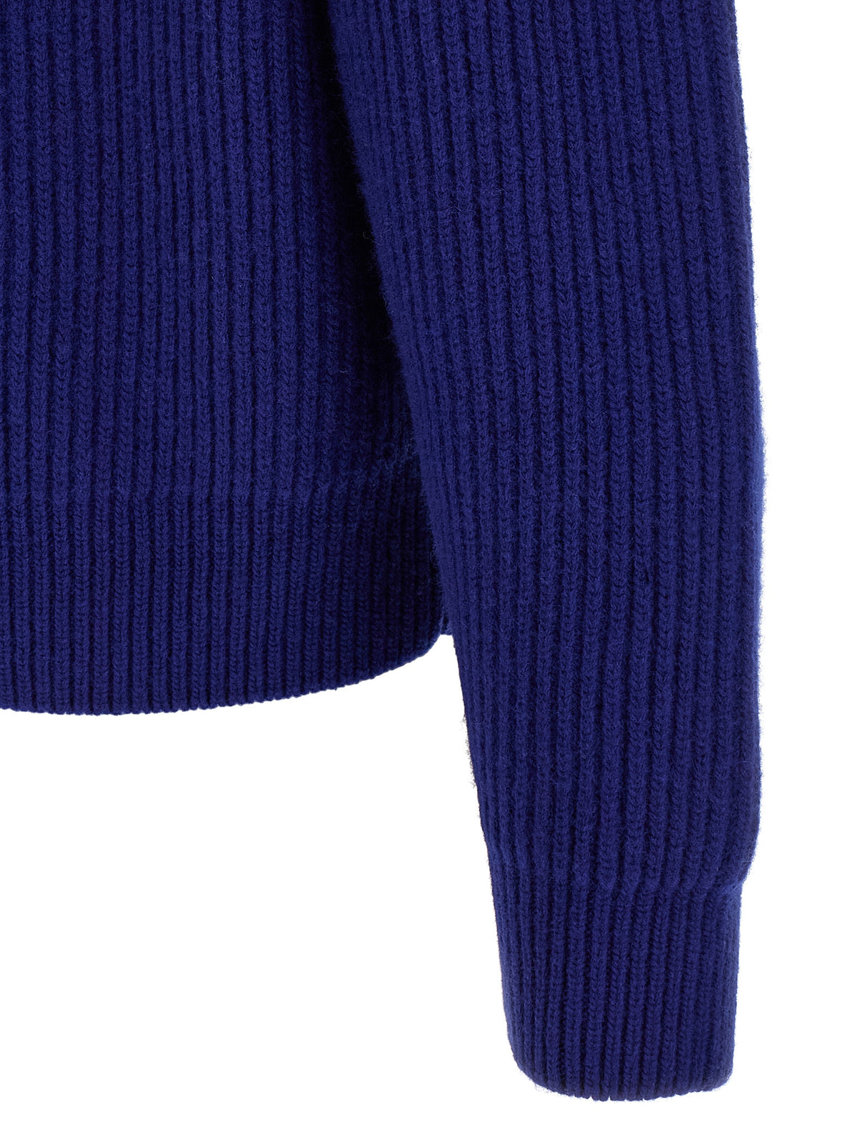 Jil Sander Blue Wool Cardigan - Fisherman’s Rib Sweater