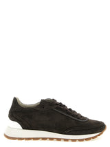 Baskets Brunello Cucinelli en cuir de veau marron