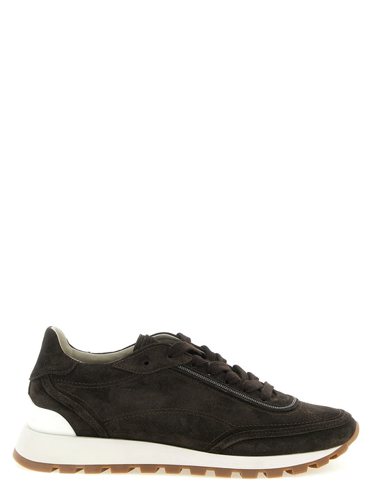 Baskets Brunello Cucinelli en cuir de veau marron