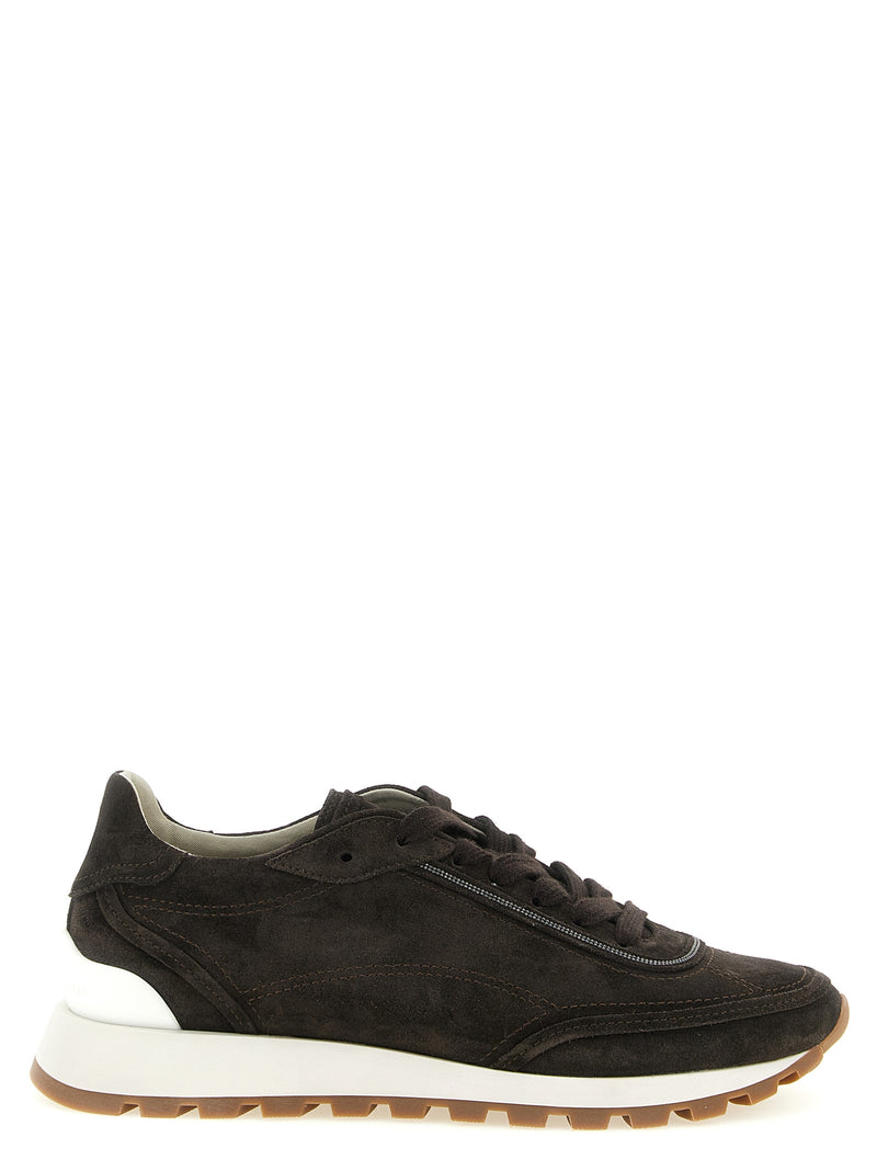 Baskets Brunello Cucinelli en cuir de veau marron