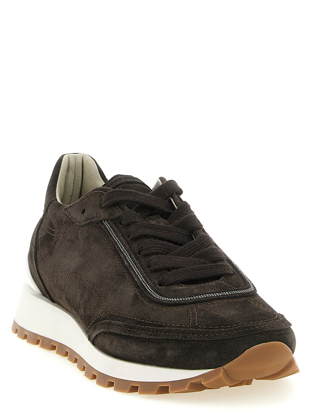 Baskets Brunello Cucinelli en cuir de veau marron