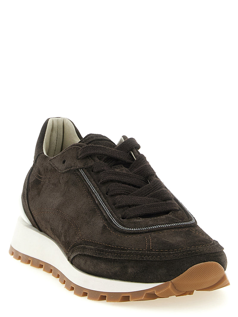 Baskets Brunello Cucinelli en cuir de veau marron