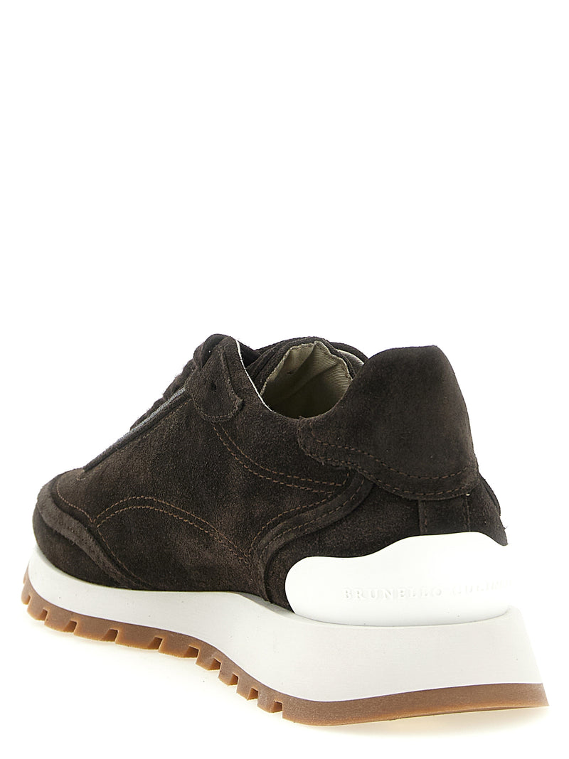 Baskets Brunello Cucinelli en cuir de veau marron