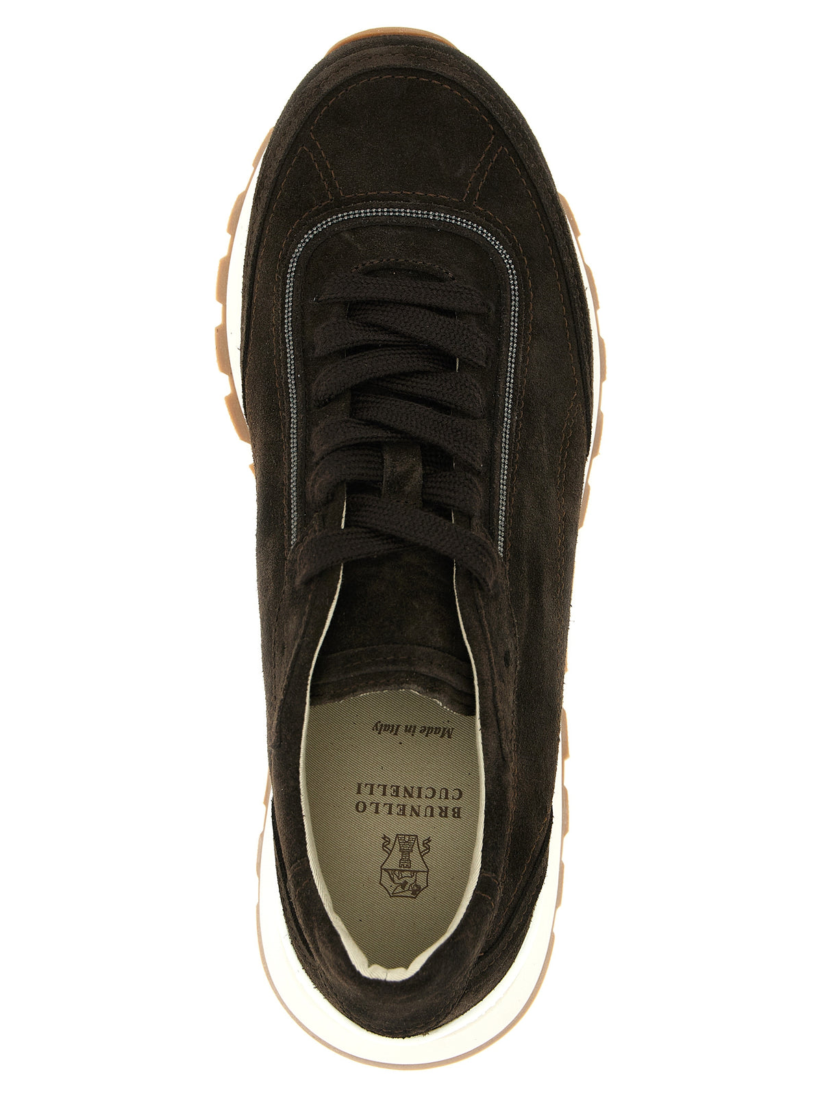 Baskets Brunello Cucinelli en cuir de veau marron