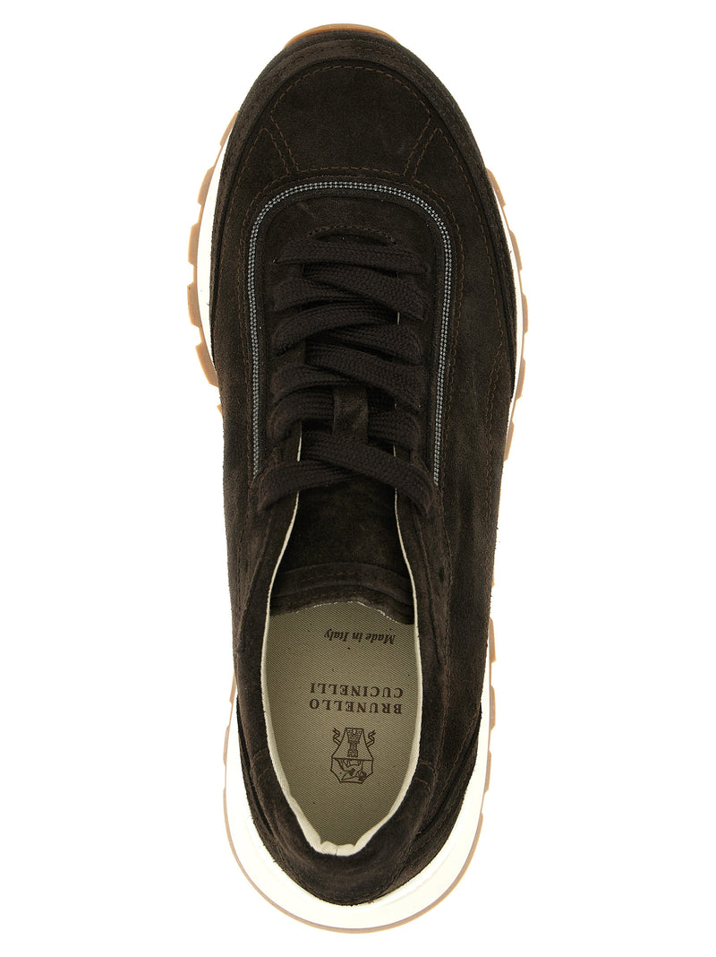 Baskets Brunello Cucinelli en cuir de veau marron