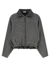 Veste longue Brunello Cucinelli grise en laine vierge
