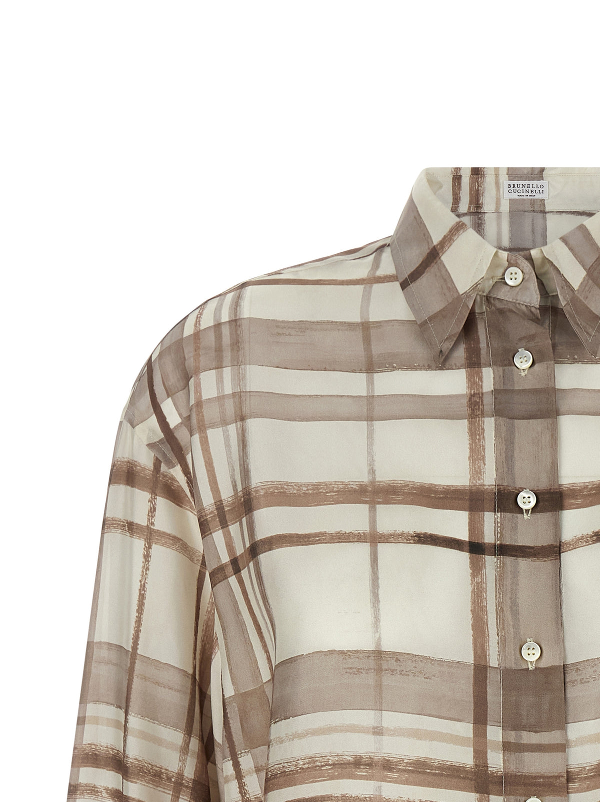 Brunello Cucinelli Chemisier en soie beige