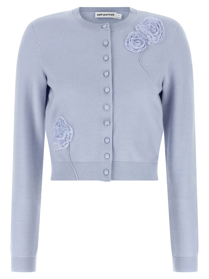 Self-Portrait Blue Flower Knit Cardigan