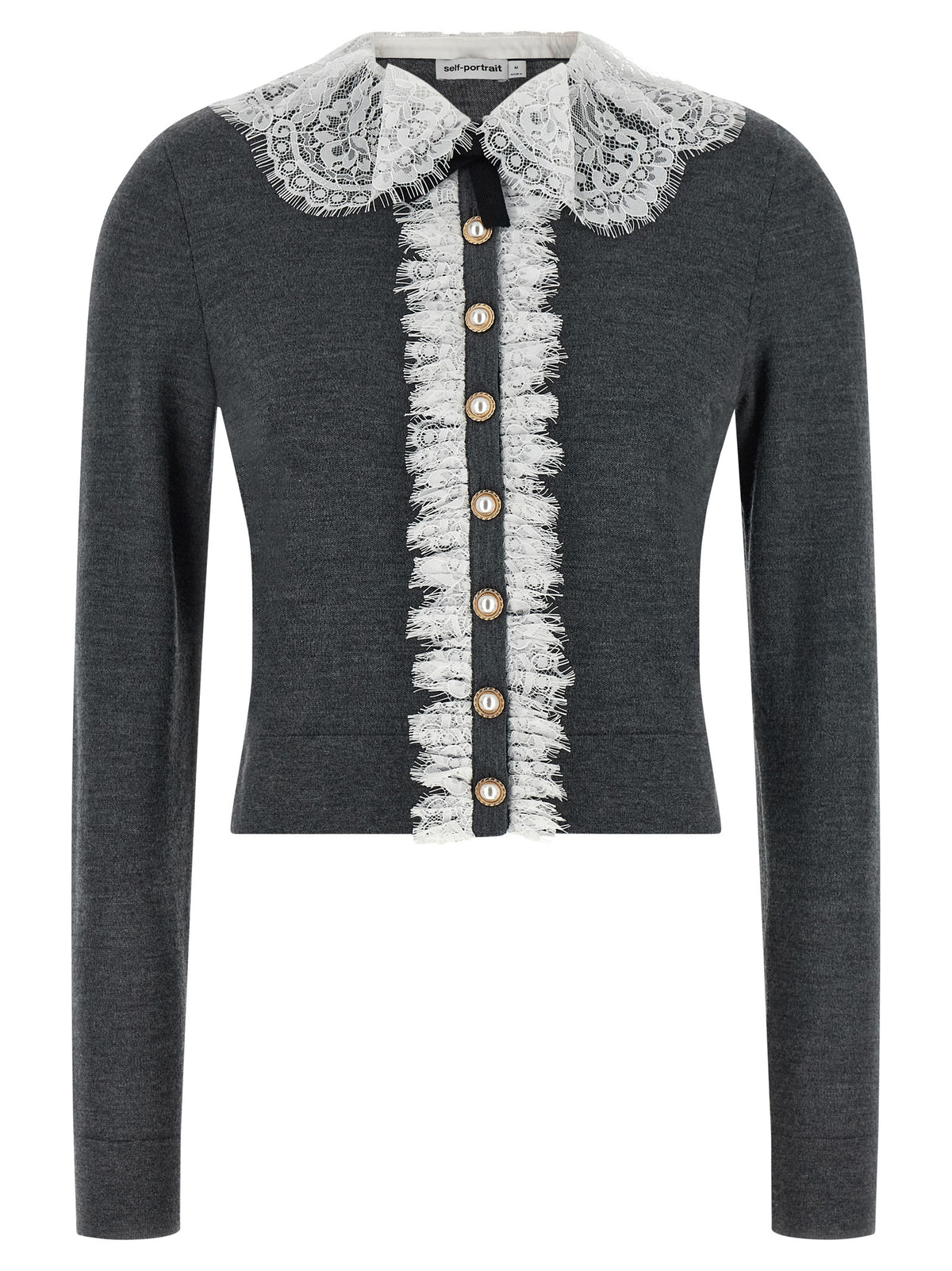 Self-Portrait Gray Wool Cardigan