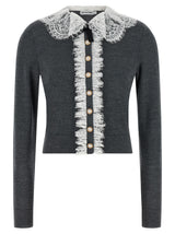Self-Portrait Gray Wool Cardigan