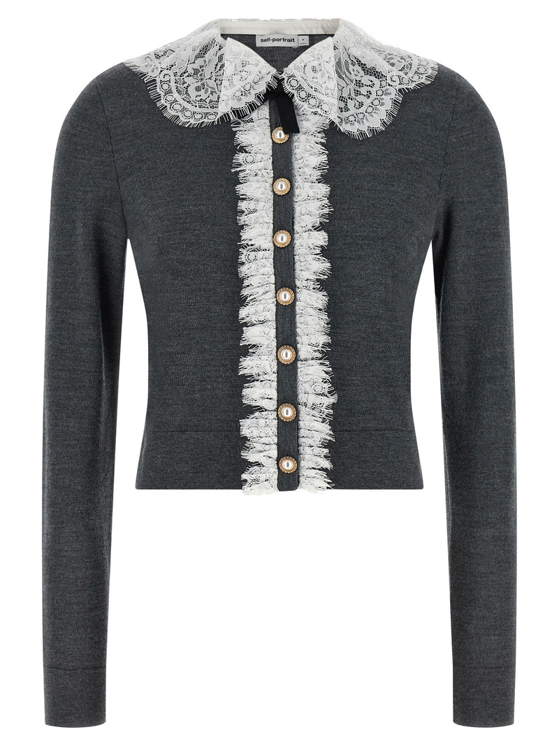 Self-Portrait Gray Wool Cardigan