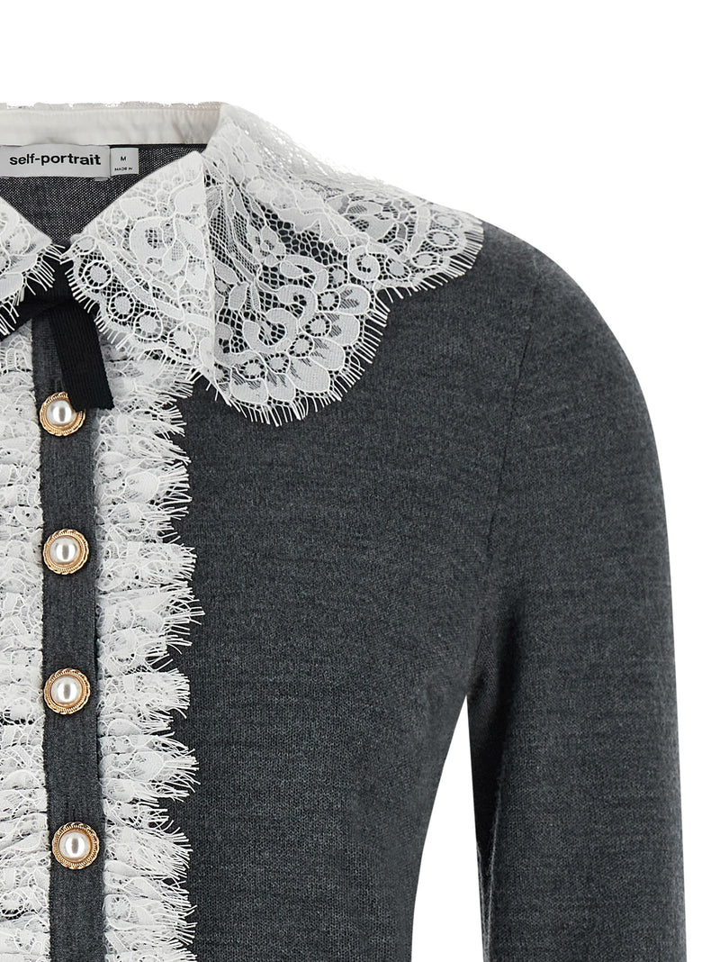 Self-Portrait Gray Wool Cardigan