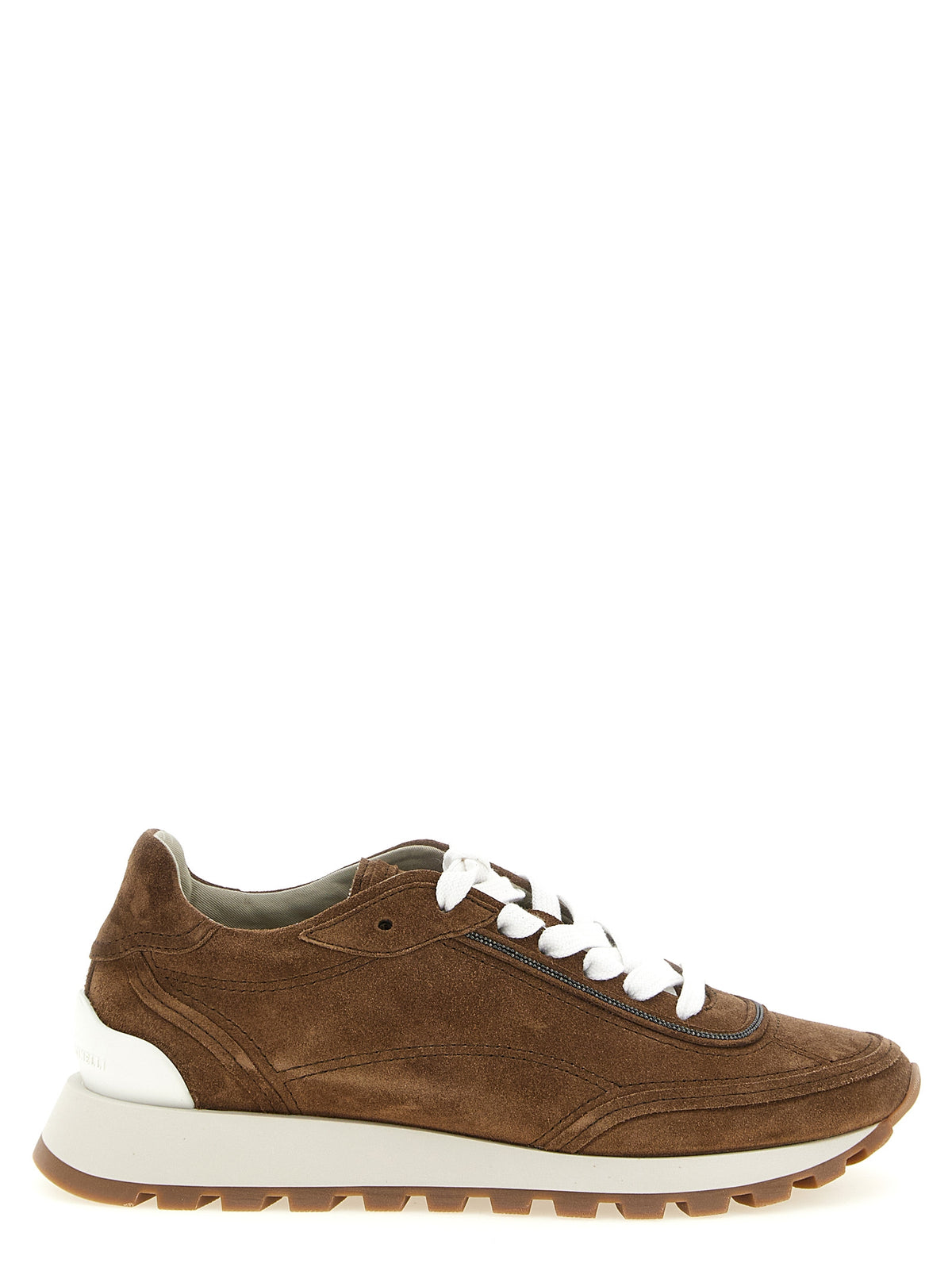 Baskets basses Brunello Cucinelli en cuir de veau marron
