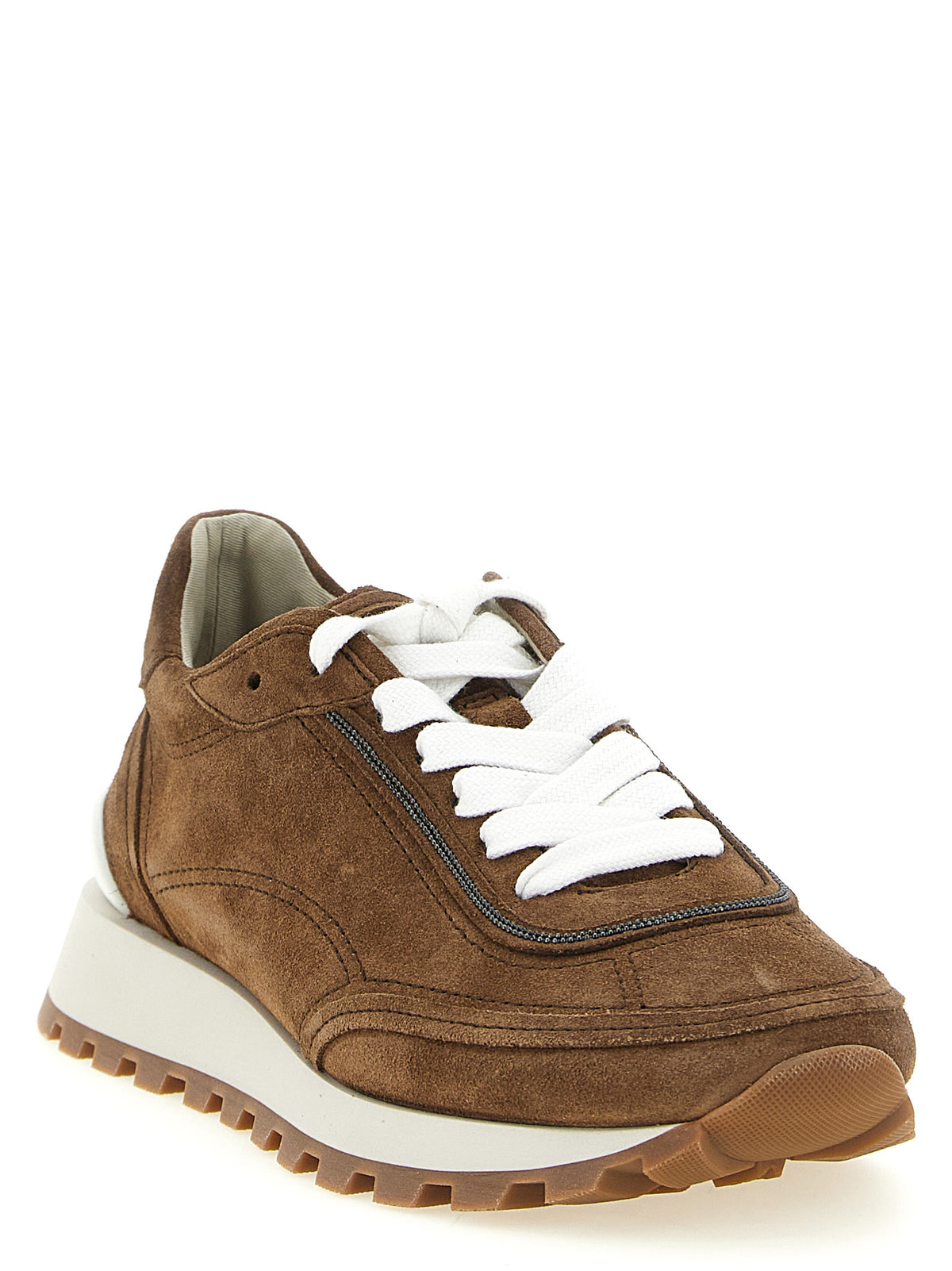 Baskets basses Brunello Cucinelli en cuir de veau marron