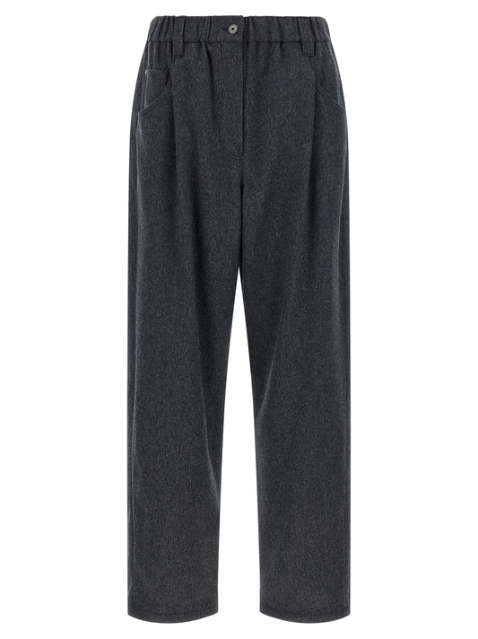 Pantalon en laine gris Brunello Cucinelli