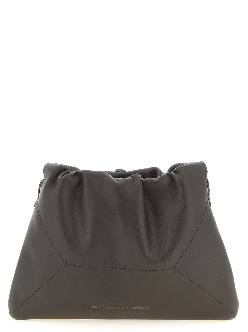 Brunello Cucinelli Pochette en cuir de veau marron