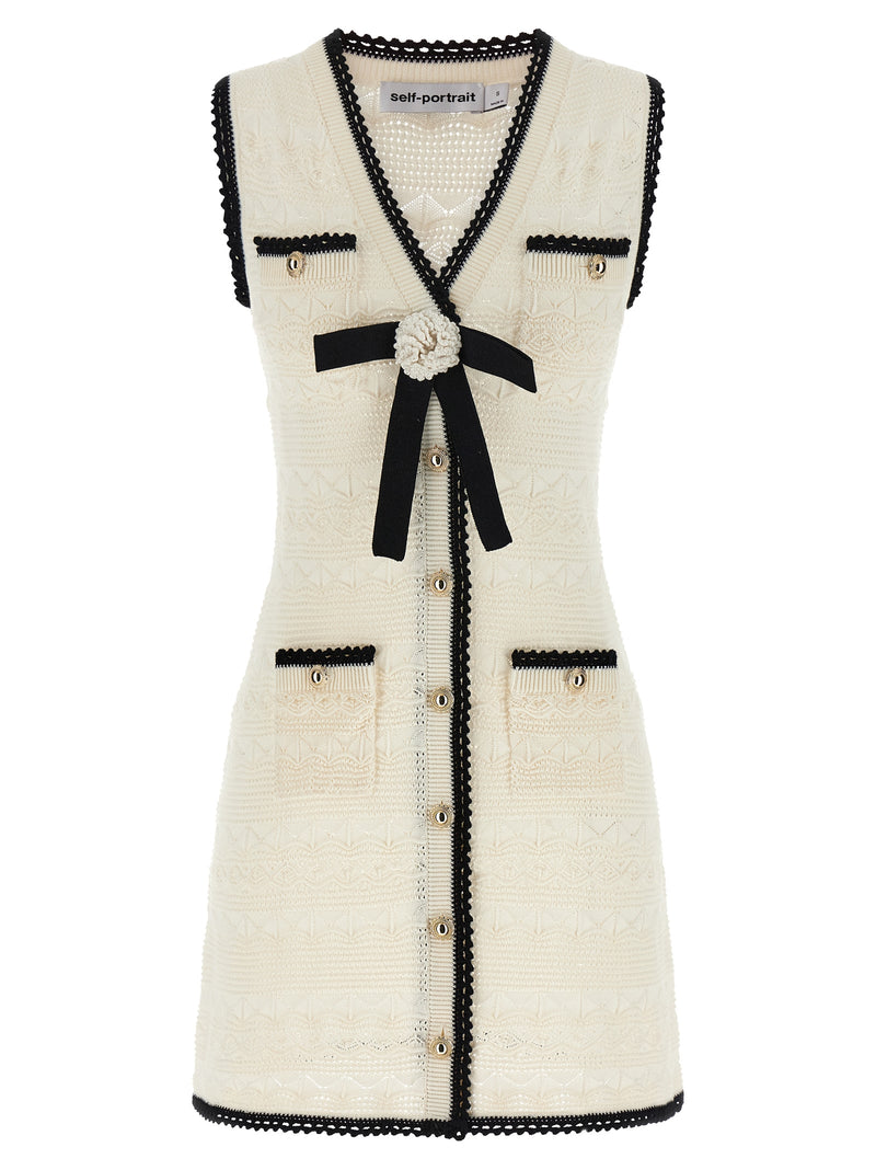 Robe courte bicolore en coton Self-Portrait