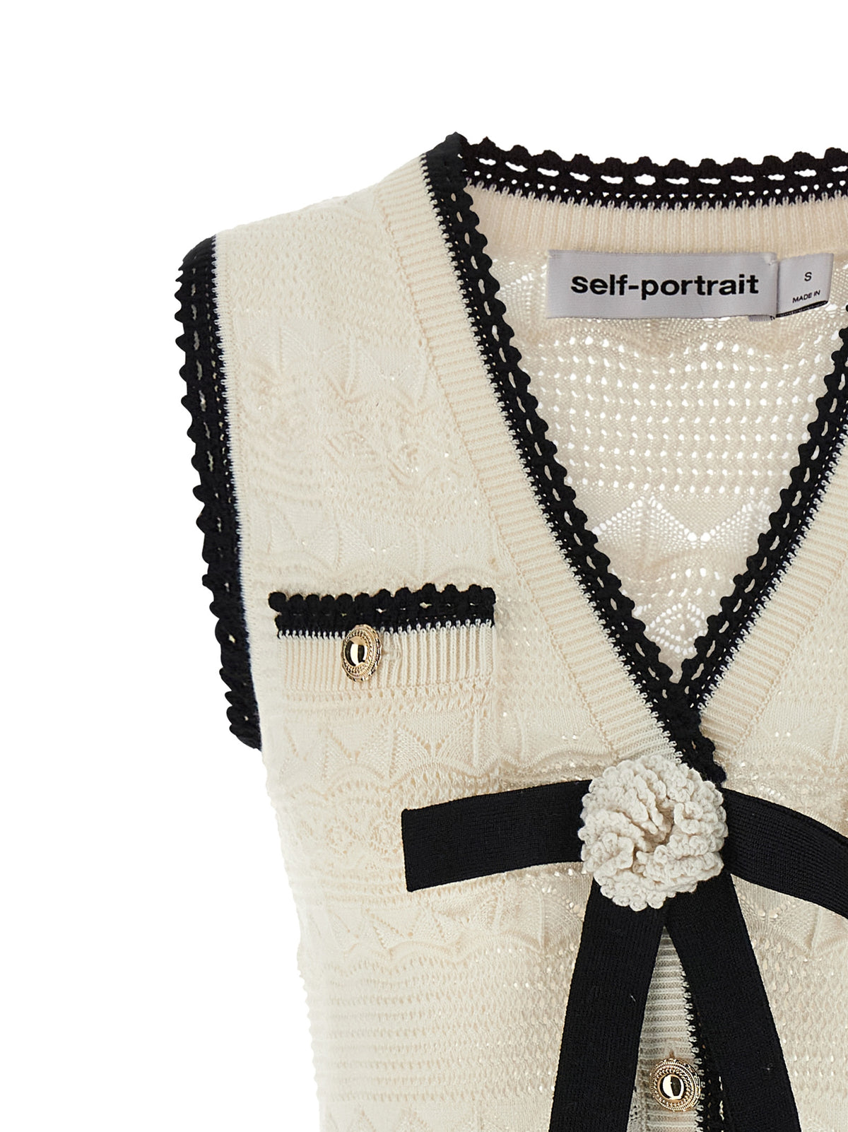 Robe courte bicolore en coton Self-Portrait