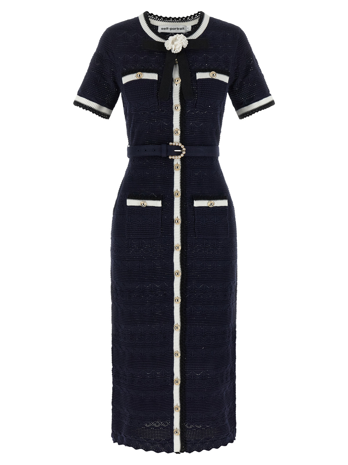 Self-Portrait Blue Cotton Midi Dress