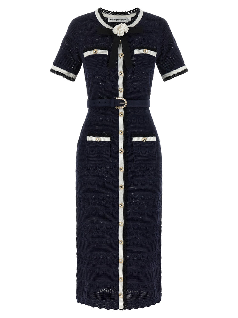 Robe midi Self-Portrait en coton bleu