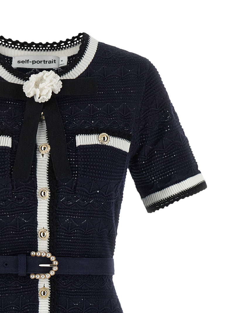 Robe midi Self-Portrait en coton bleu