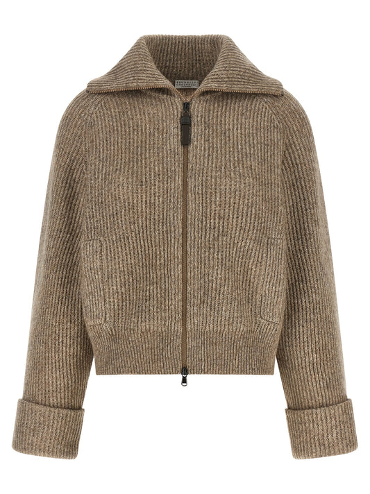 Cardigan Brunello Cucinelli en cachemire beige