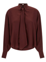 Chemisier en soie Bordeaux Brunello Cucinelli