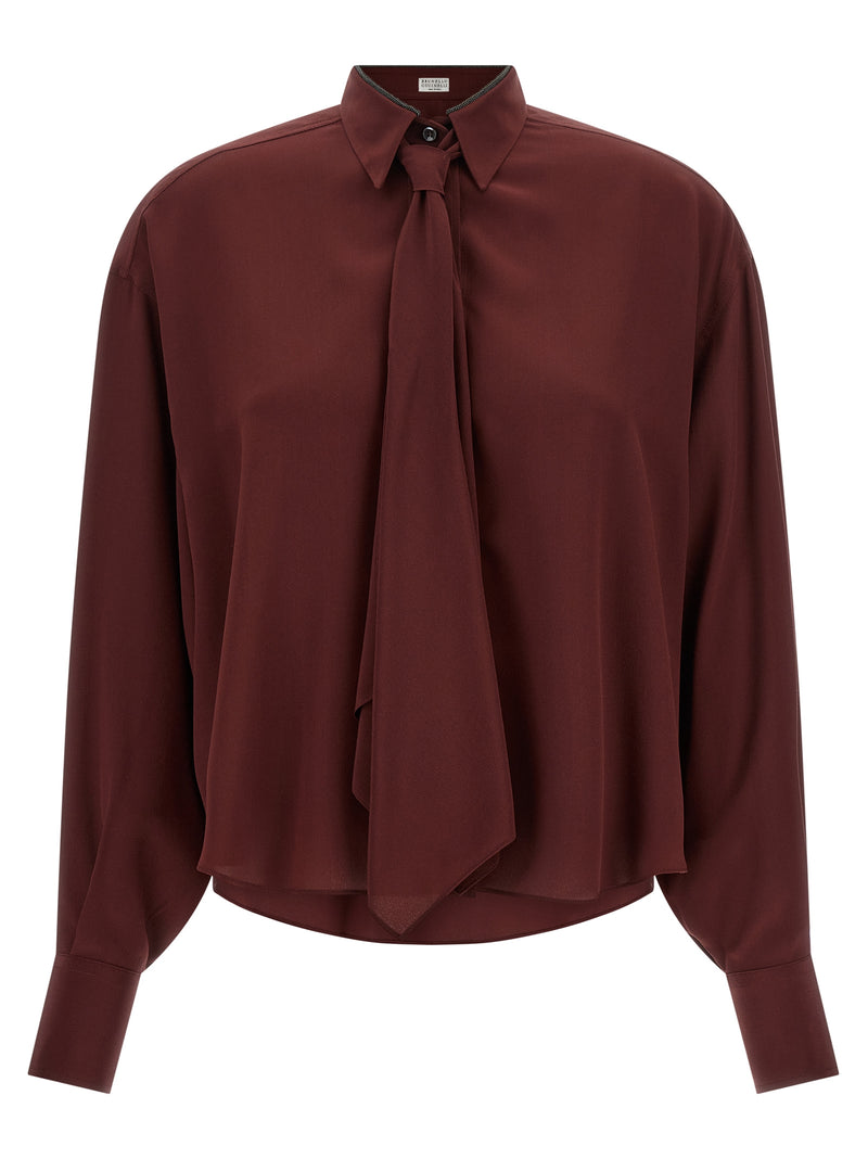 Chemisier en soie Bordeaux Brunello Cucinelli