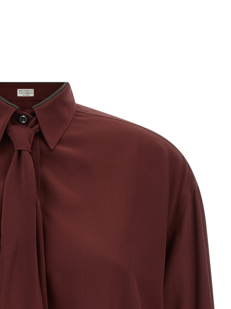 Chemisier en soie Bordeaux Brunello Cucinelli