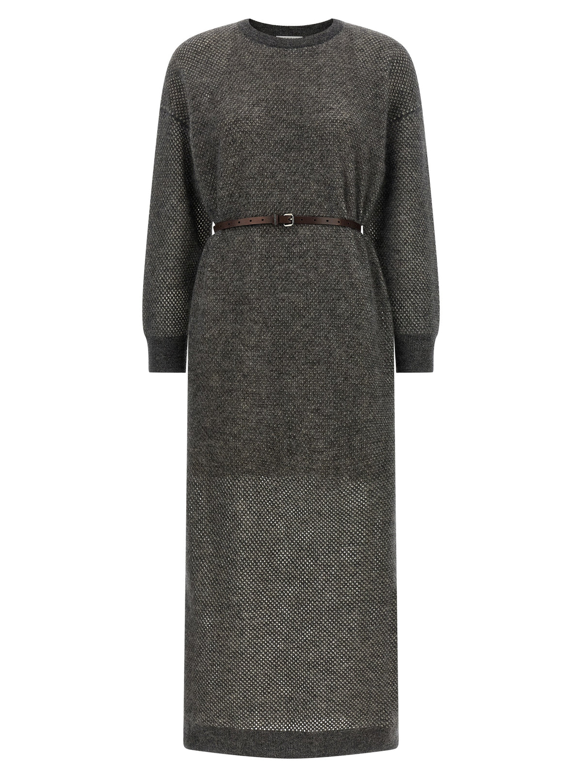Robe midi en laine grise Brunello Cucinelli