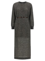 Robe midi en laine grise Brunello Cucinelli