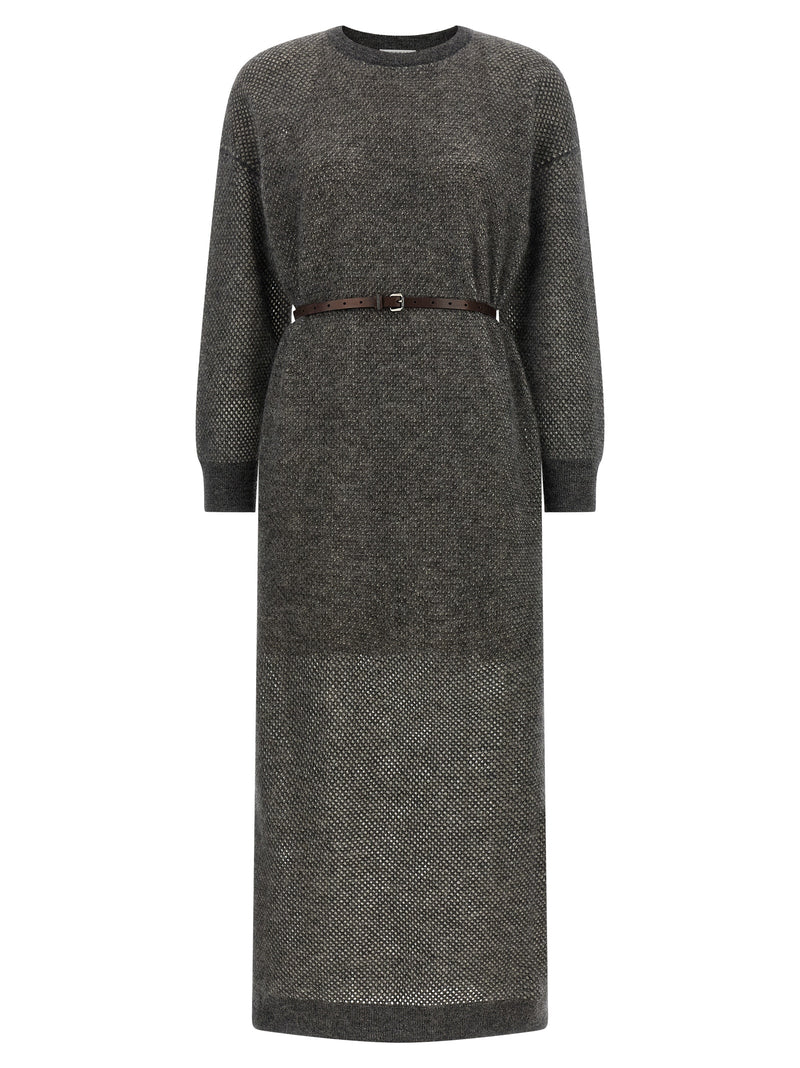 Robe midi en laine grise Brunello Cucinelli