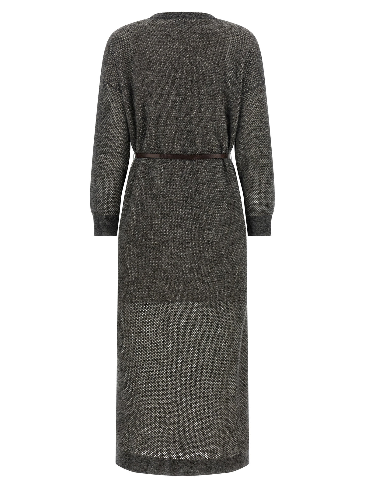 Robe midi en laine grise Brunello Cucinelli
