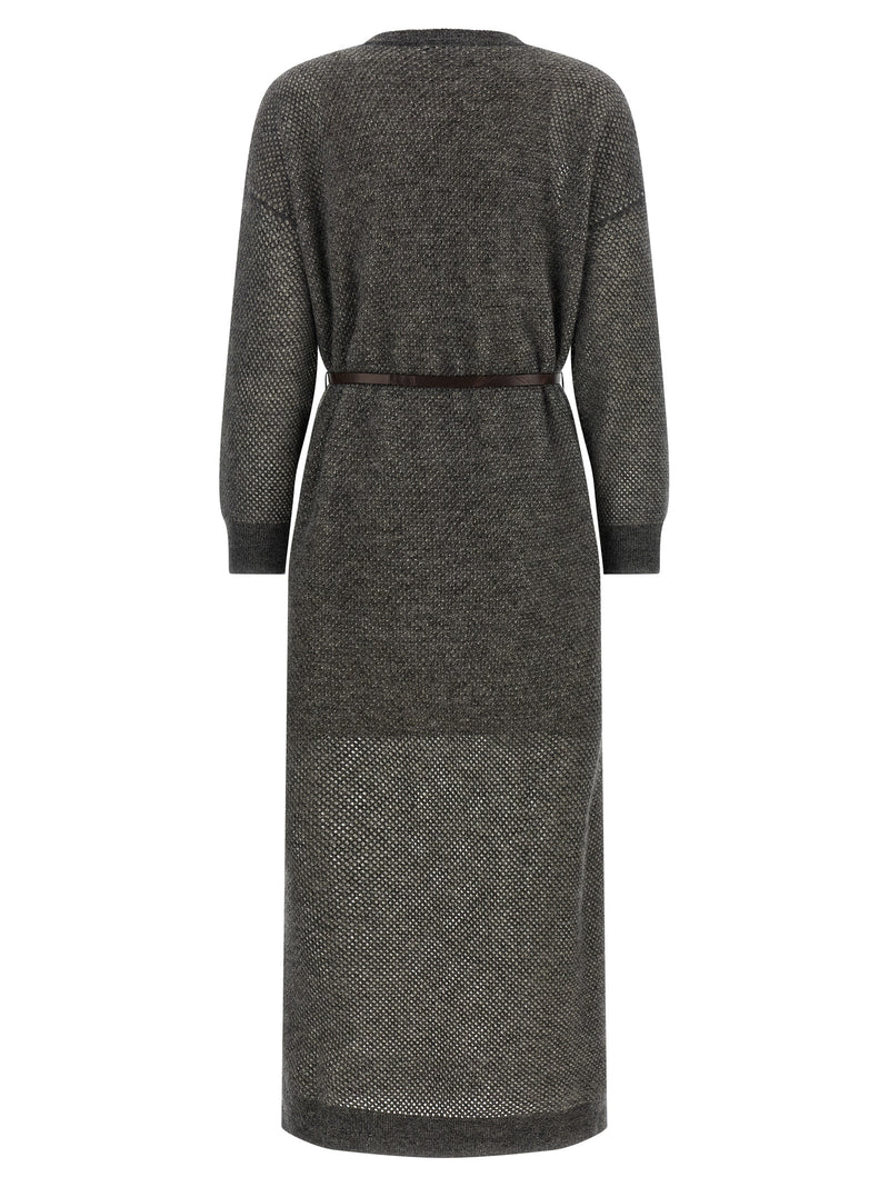 Robe midi en laine grise Brunello Cucinelli