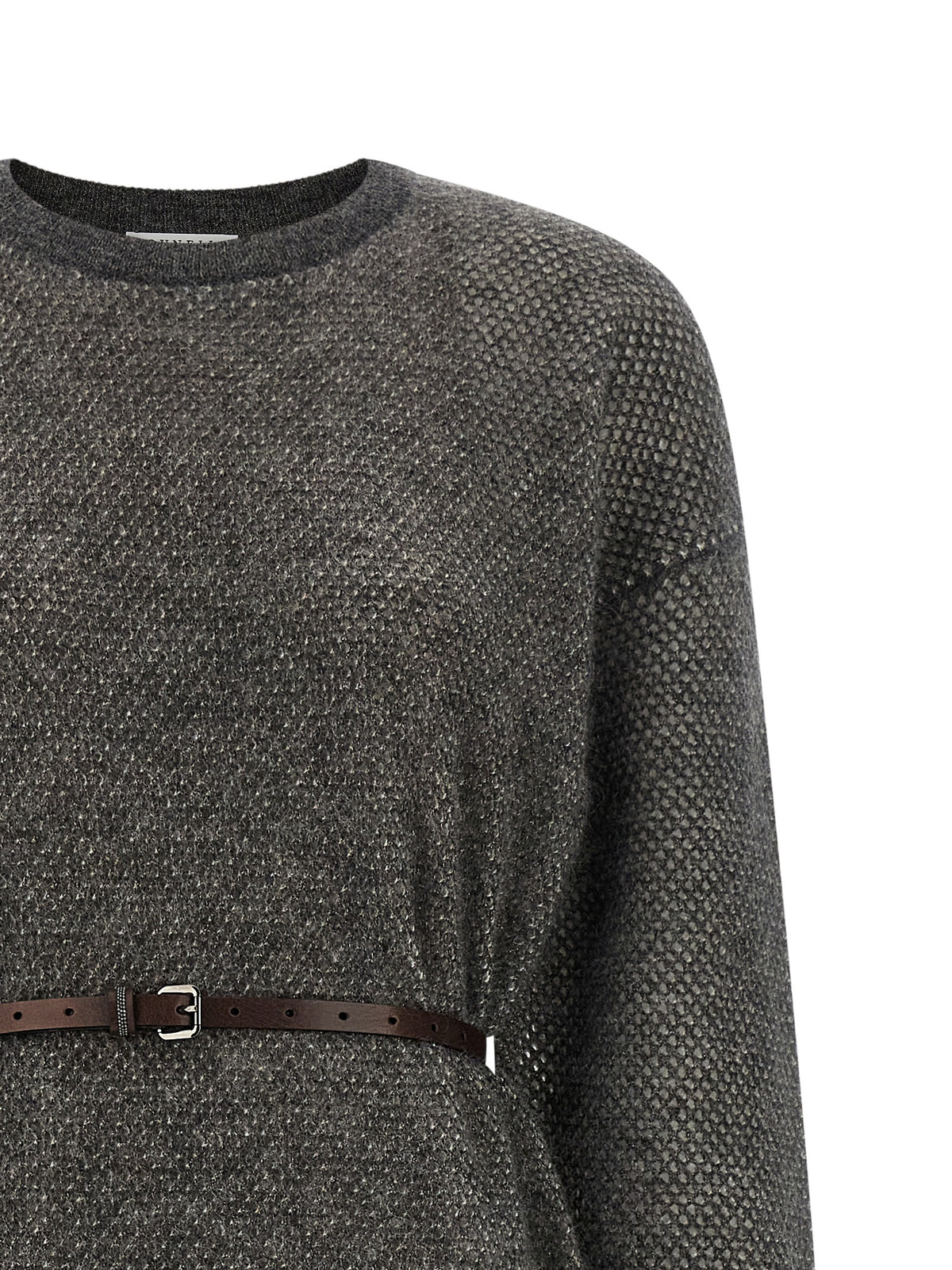 Robe midi en laine grise Brunello Cucinelli