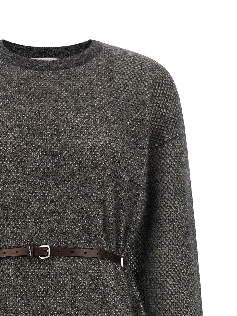 Robe midi en laine grise Brunello Cucinelli