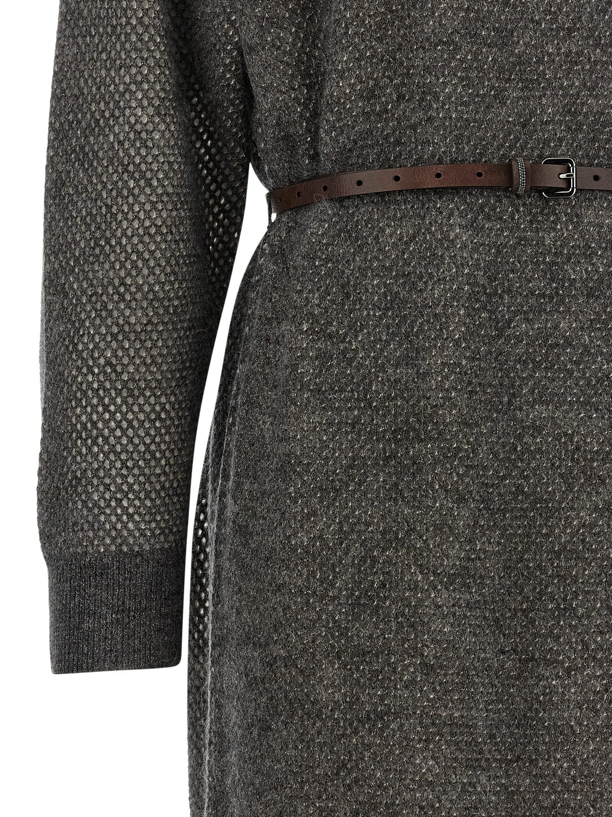 Robe midi en laine grise Brunello Cucinelli