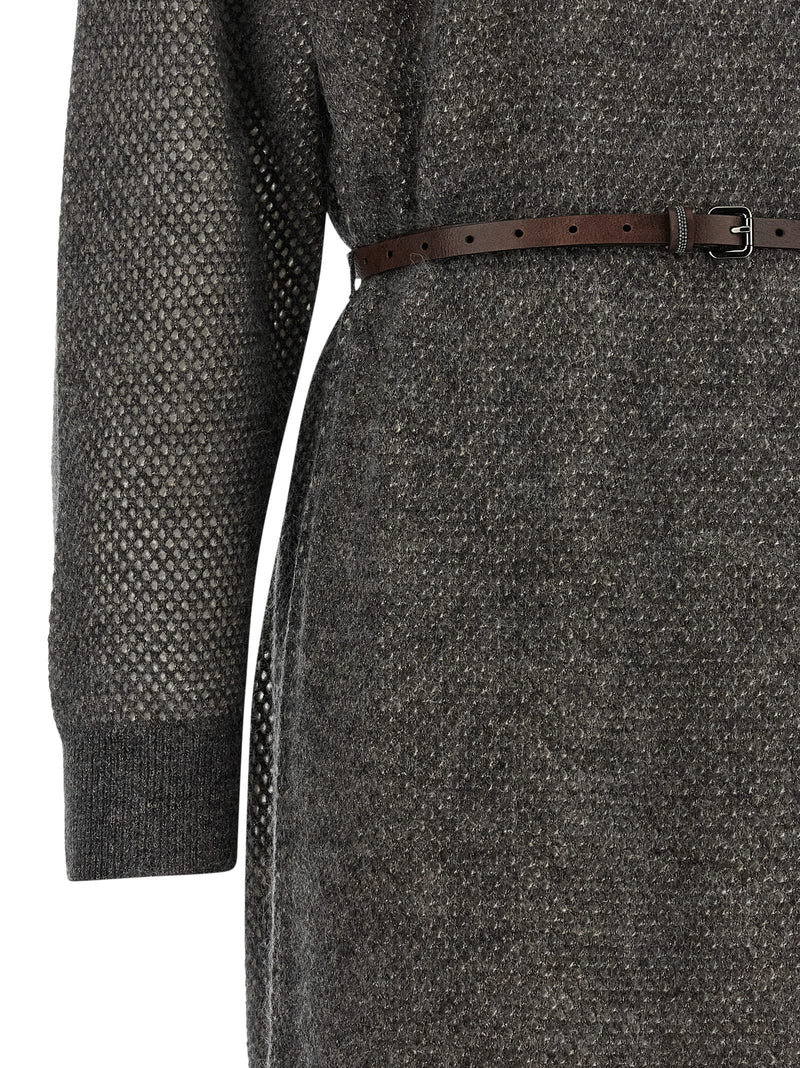 Robe midi en laine grise Brunello Cucinelli