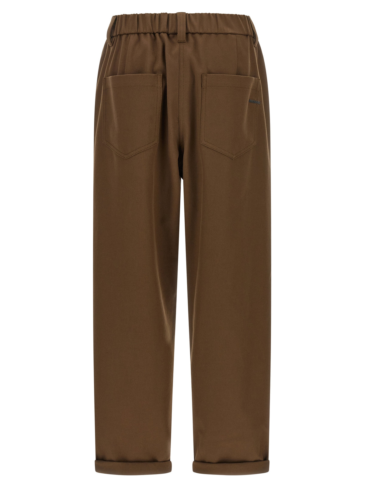 Pantalon décontracté en coton marron Brunello Cucinelli