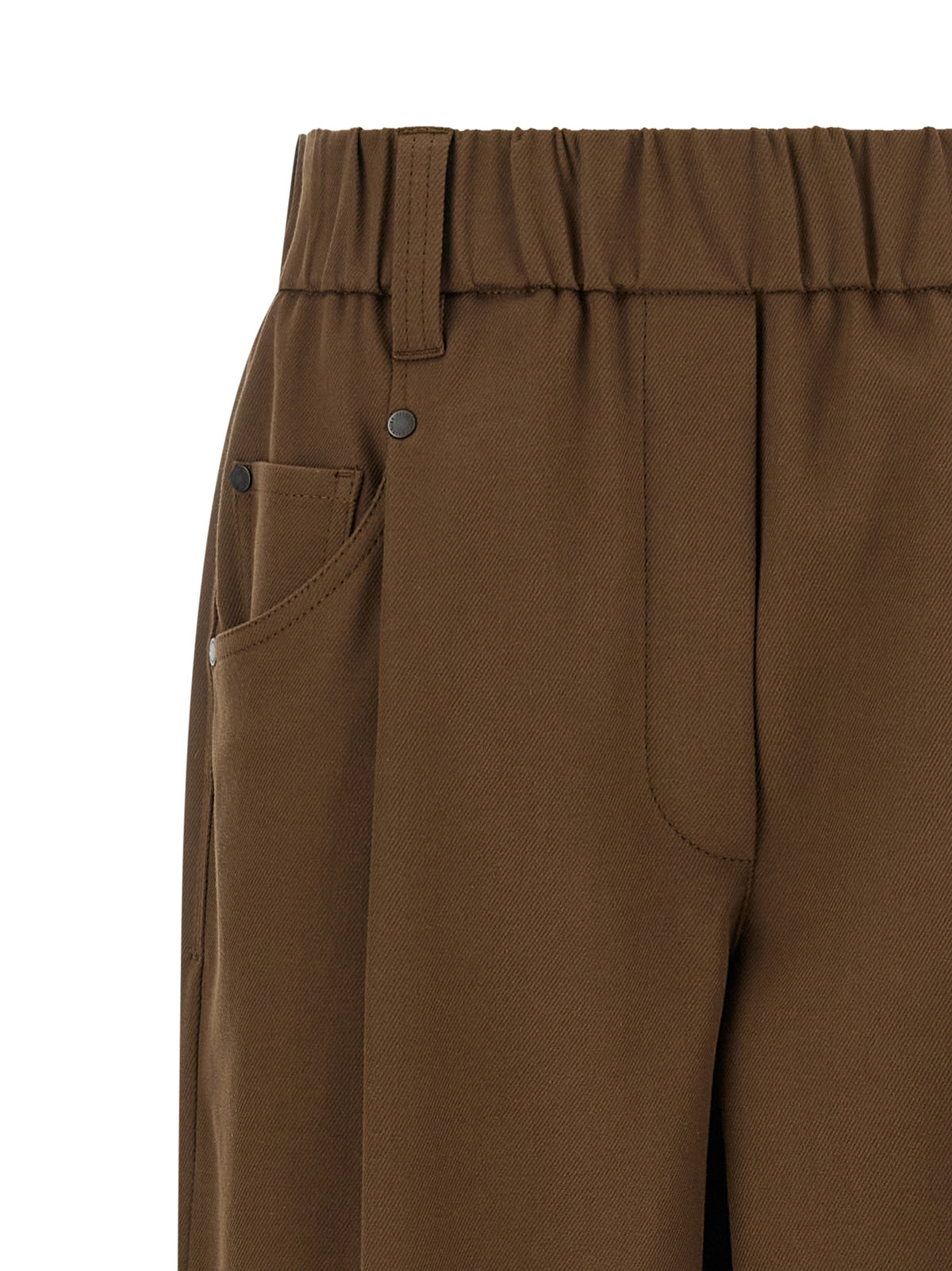 Pantalon décontracté en coton marron Brunello Cucinelli