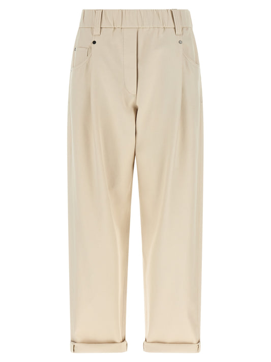 Brunello Cucinelli Pantalon décontracté en coton beige