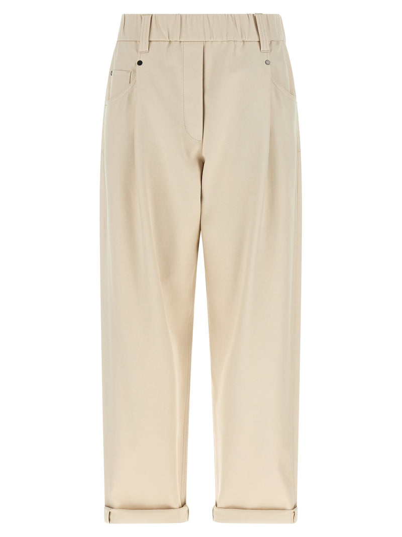 Brunello Cucinelli Beige Cotton Casual Pants