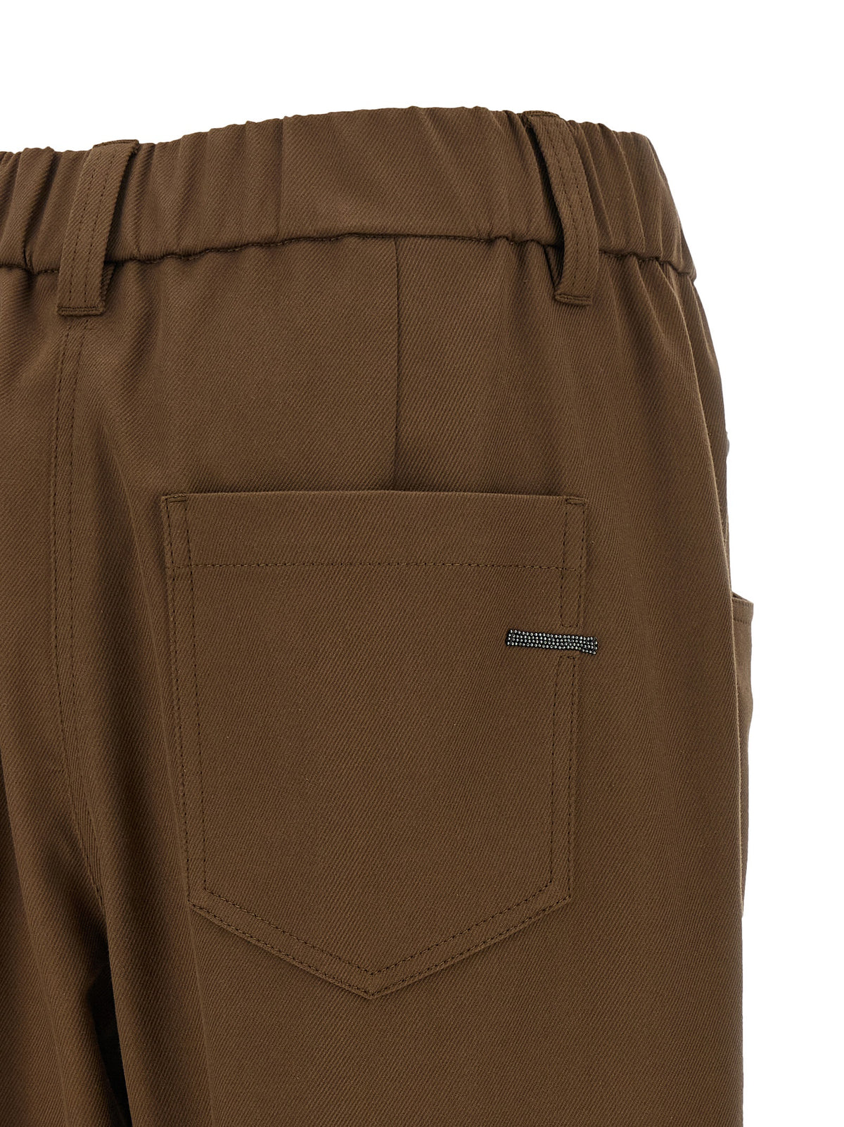 Pantalon décontracté en coton marron Brunello Cucinelli